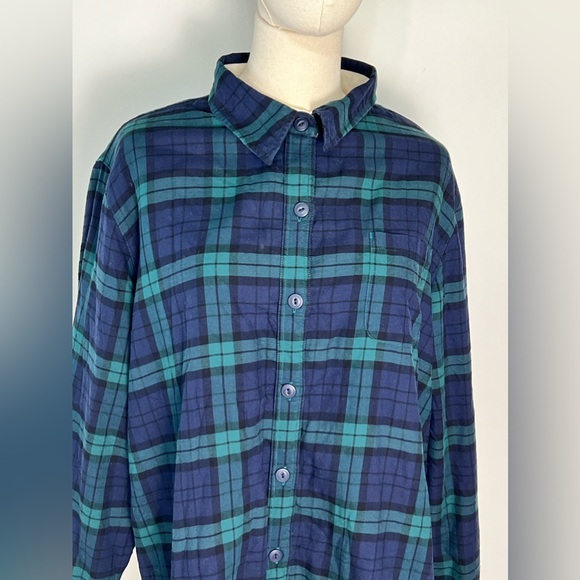 L.L. Bean Men’s Navy Blue Flannel Cotton Fleece Lined Button Up Jacket Size XL - Picture 3 of 13
